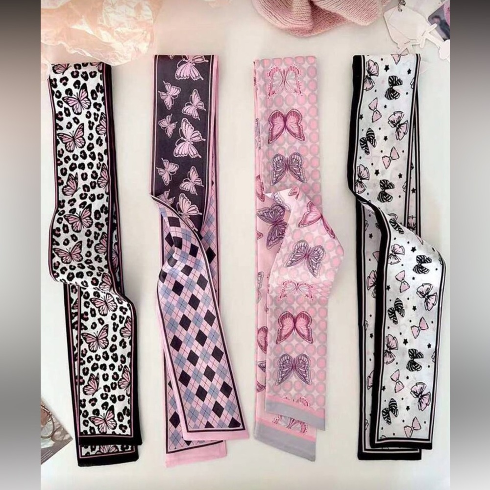🦋NEW Pink/Black Butterfly & Bow Scarf Set🦋